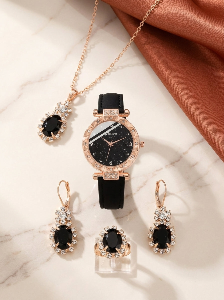 Relógio Luna Rose + Brindes (Colar, Brincos e Solitátia)